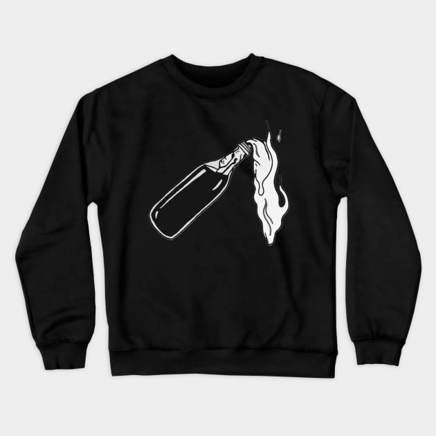 Molotov Cocktail Black White Crewneck Sweatshirt by CharlieCreator